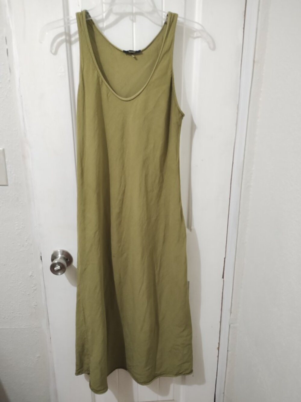 Massimo Dutti Olive Linen Viscose Maxi Dress S Resort Cruise Casual Beach Travel
